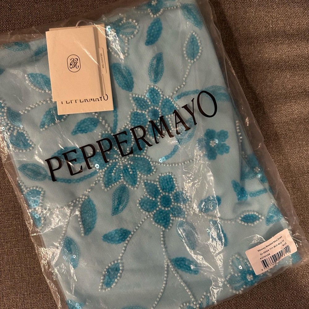 NWT Peppermayo Moorey Beaded Blue Floral Dress